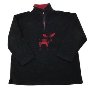 Tasha Polizzi Men’s Large Women XXL 1/2 Zip Fleece Moose Red and Black Unisex